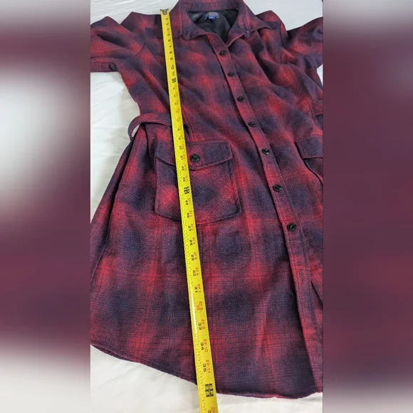 Vintage Pendleton Plaid 100% Virgin Wool Shirtdress Long Sleeve Made In USA XL - Picture 15 of 15